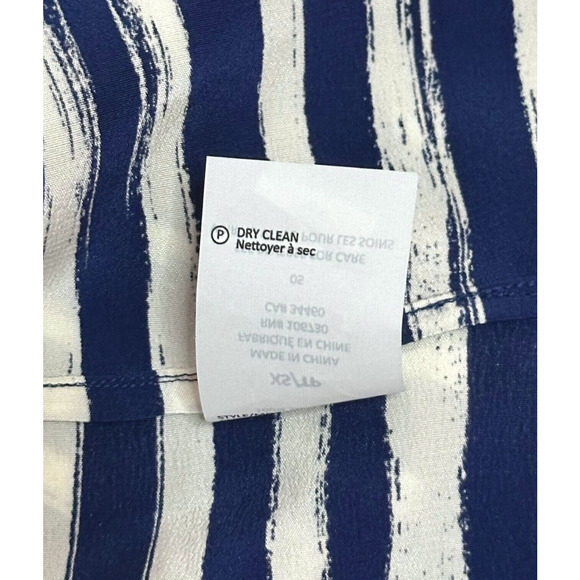 VINCE 100%Silk Shift Dress Marker Stripe Long Sleeve Career Business Casual Blue - Picture 11 of 12